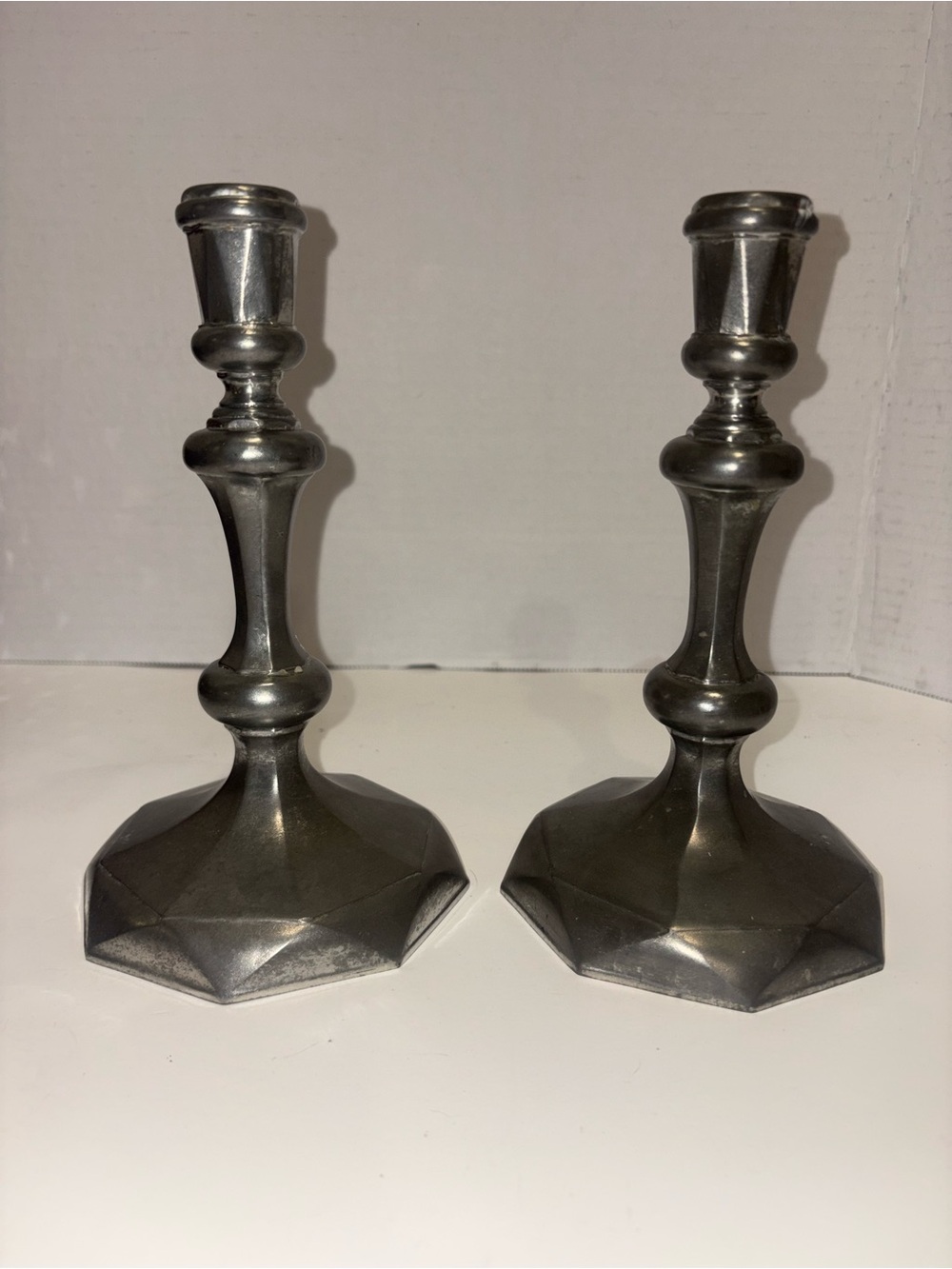 Vintage Stieff Pewter Candlesticks (2). 1960s
